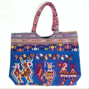 Hand embroidered vintage Guatemalan huipil tote